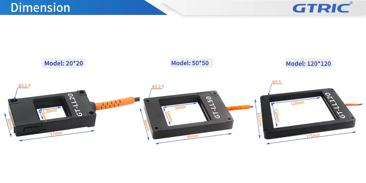 20MM Window Detection Fiber Optic Sensor 20MM-Dimensions
