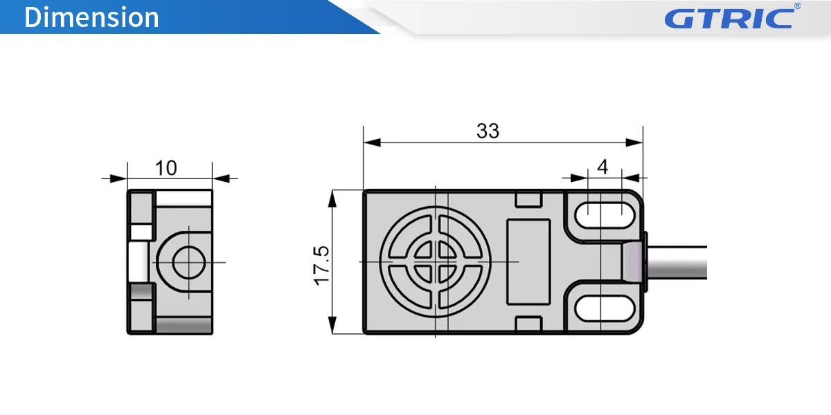 Above Sensing Square Inductive Proximity Sensor-Dimensions