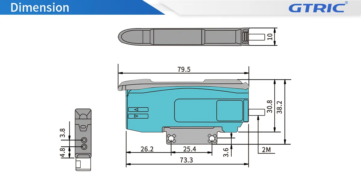 Analog output Fiber Amplifier Sensor-Dimensions
