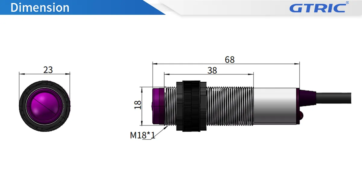 CDD Diffuse Reflection Photoelectric SensorCDD-Dimensions
