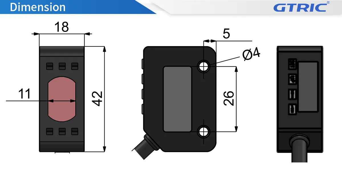 Digital Diffuse Reflection Photoelectric Sensor-Dimensions