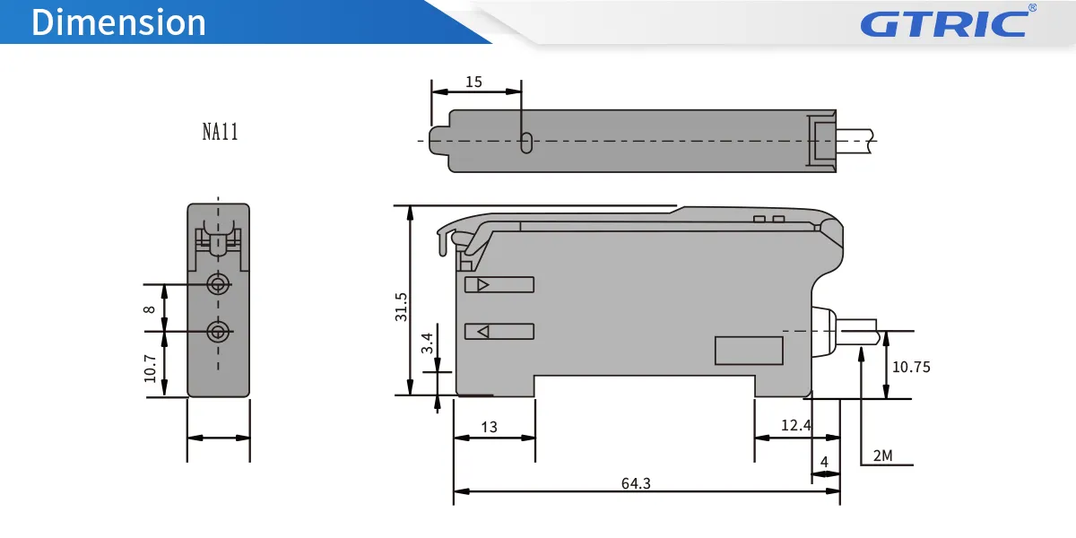 Economical Fiber Optical Amplifier Sensor-Dimensions
