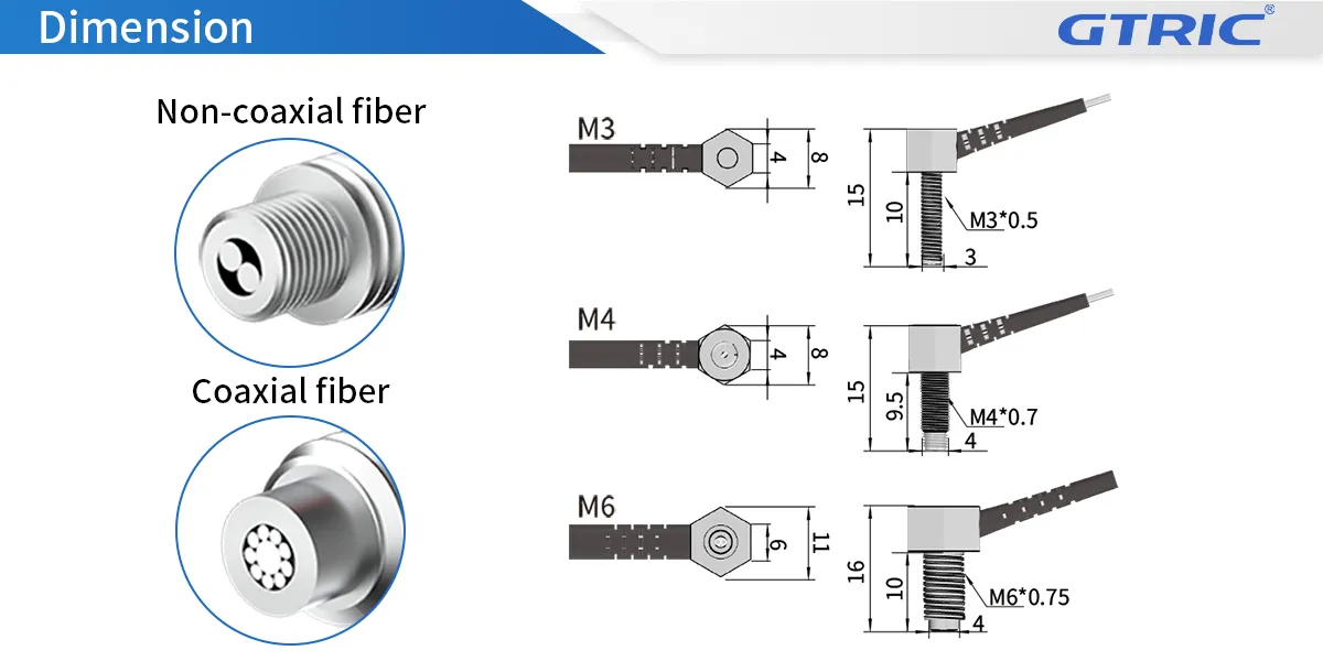 Elbow Diffuse Reflection Fiber Optic Sensor-Dimensions