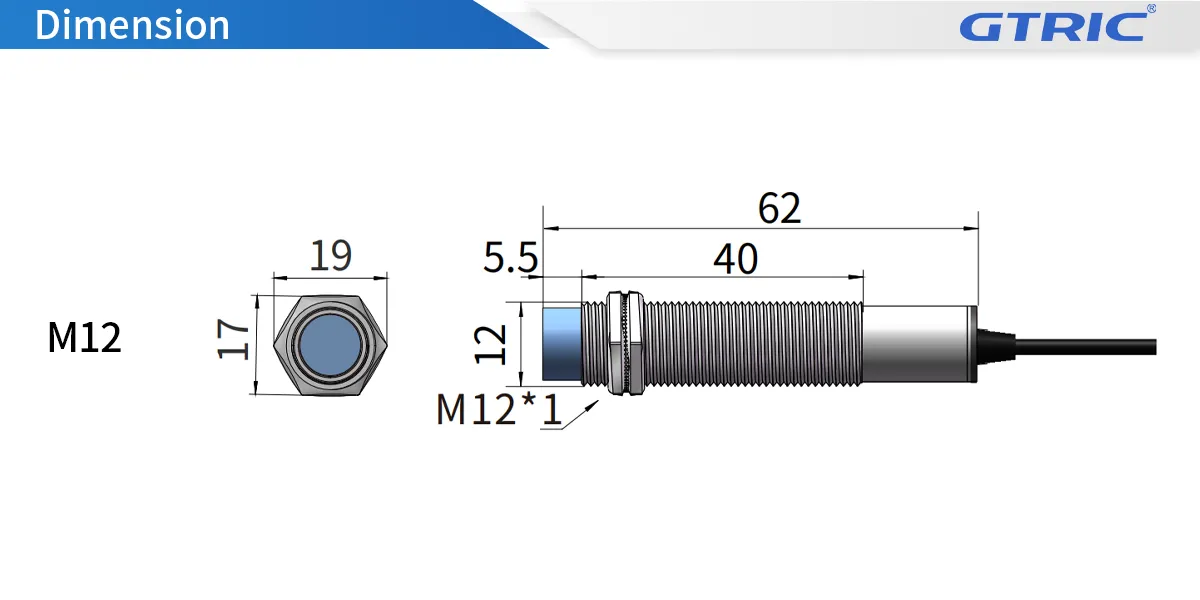 M12 Analog Output Inductive Proximity SensorM12-Dimensions
