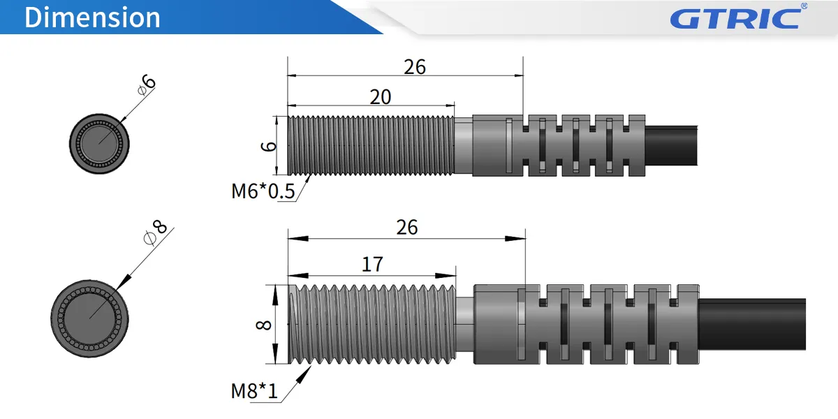 M8 Mini Laser Photoelectric SensorM8-Dimensions
