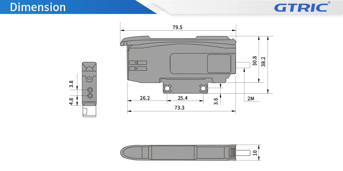 Single Output Color Fiber Optical Amplifier Sensor-Dimensions